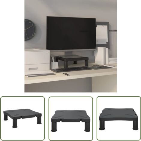 The Living Store Monitorständer Schwarz 33,5x34x10,5 cm - Monitorständer - Schreibtischhalterung - Ergonomie - Höhenverstellbarer Standfuß - Bildschirmständers