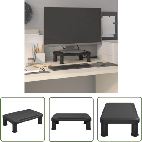 The Living Store Monitorständer Schwarz 38x24x10,5 cm - Monitorständer - Schreibtischhalterung - Ergonomie - Höhenverstellbarkeit - Bildschirmständers