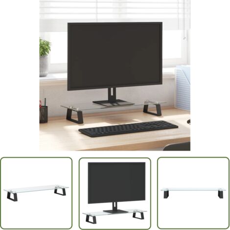 The Living Store Monitorständer Schwarz 60x20x8 cm Hartglas und Metall - Monitorständer - Computerständer - Laptopständer - Bürobedarf - Ergonomie