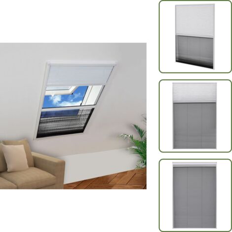 The Living Store Mosquitera plisada para ventanas aluminio 80x120cm con sombrilla - Mosquitera para ventanas