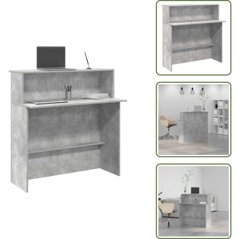 The Living Store Mostrador de recepción gris hormigón 100x50x103,5 cm - Mostrador de oficina
