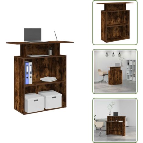 The Living Store Mostrador de recepción roble ahumado 100x40x104 cm - Mostrador de oficina
