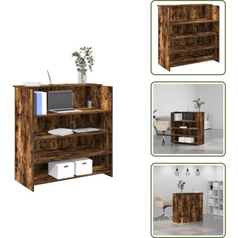 The Living Store Mostrador de recepción roble ahumado 100x50x103,5 cm - Mostrador de oficina