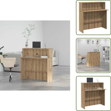 The Living Store Mostrador de recepción roble artisian 100x50x103,5 cm - Mostrador de oficina