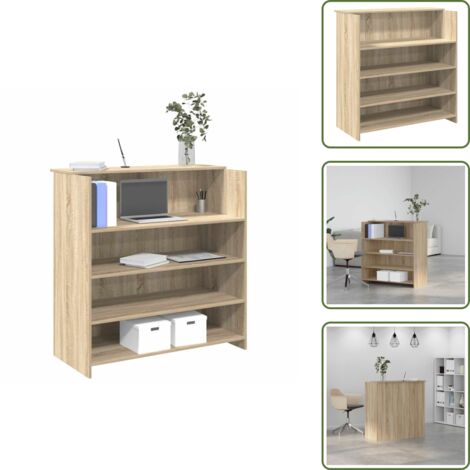 The Living Store Mostrador de recepción Roble Sonoma 100x50x103,5 cm Madera de ingeniería - Mostrador de oficina