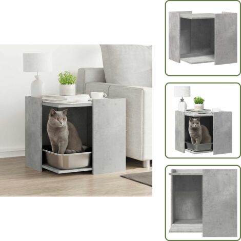 The Living Store Mueble arenero de gatos madera gris hormigón 53x53x51 cm - Arenero para gatos