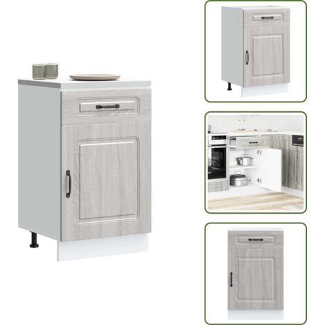 The Living Store Mueble bajo de cocina Kalmar gris sonoma madera de ingeniería - Almacenamiento de cocina
