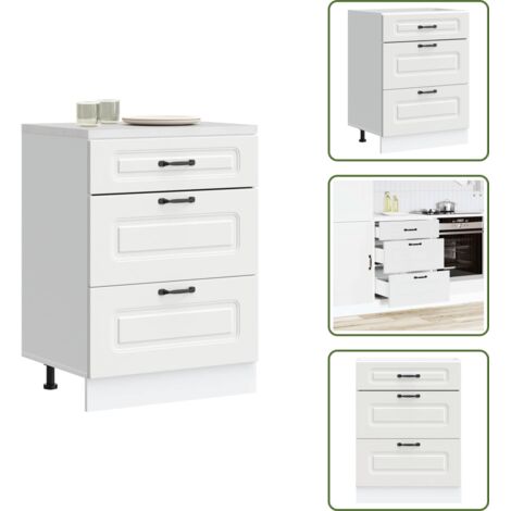 The Living Store Mueble bajo de cocina Kalmar madera de ingeniería blanca - Almacenamiento de cocina