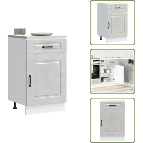 The Living Store Mueble bajo de cocina Kalmar madera de ingeniería gris hormigón - Almacenamiento bajo cocina