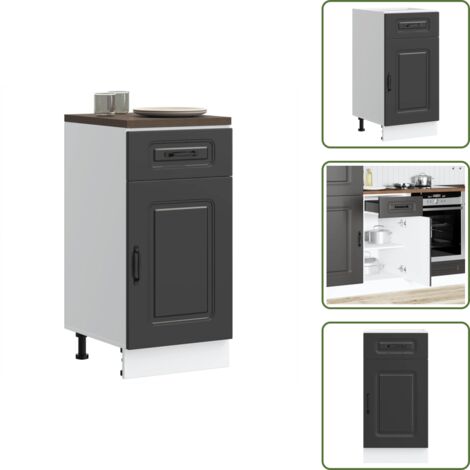 The Living Store Mueble bajo de cocina Kalmar madera de ingeniería negra - Almacenamiento bajo cocina