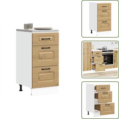 The Living Store Mueble bajo de cocina Kalmar roble artesanal madera ingeniería - Mueble bajo cocina