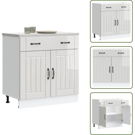 The Living Store Mueble bajo de cocina Lucca blanca de alto brillo - Almacenamiento bajo cocina