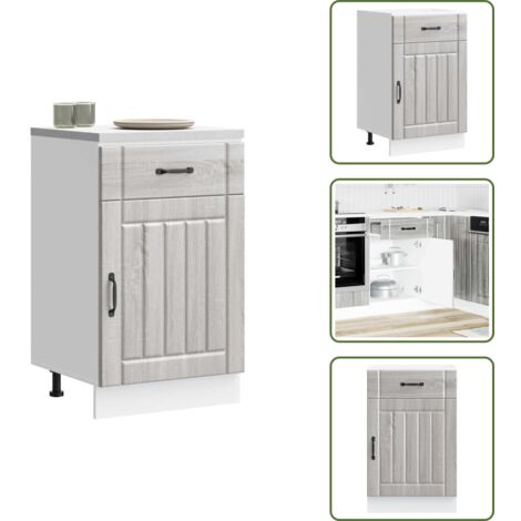 The Living Store Mueble bajo de cocina Lucca madera contrachapada gris sonoma - Almacenamiento bajo cocina