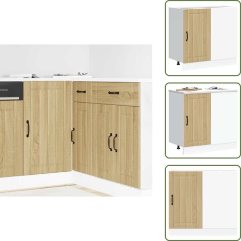 The Living Store Mueble bajo de cocina Lucca madera contrachapada roble sonoma - Almacenamiento bajo fregadero
