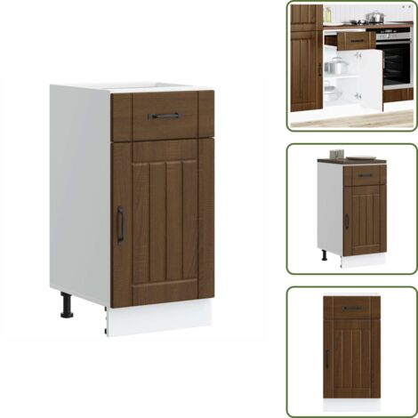 The Living Store Mueble bajo de cocina Lucca roble marrón - Almacenamiento bajo cocina
