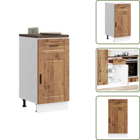 The Living Store Mueble bajo de cocina porto madera vieja madera reconstituida - Almacenamiento bajo cocina