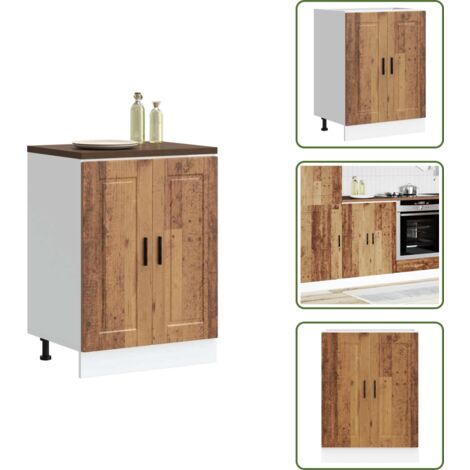 The Living Store Mueble bajo de cocina porto madera vieja madera reconstituida - Almacenamiento de cocina