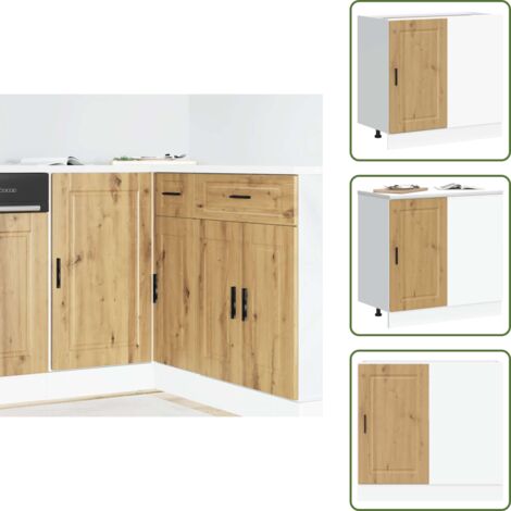 The Living Store Mueble bajo de cocina porto roble artesano madera reconstituida - Almacenamiento bajo cocina