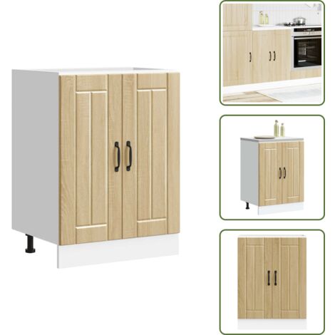 The Living Store Mueble bajo fregadero Lucca madera contrachapada roble sonoma - Cocina