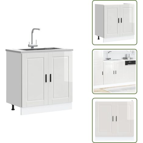 The Living Store Mueble bajo fregadero Porto 80x46x81,5cm madera diseñada - Almacenamiento cocina