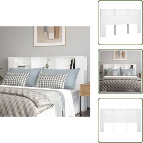 The Living Store Mueble cabecero blanco 180x18,5x104,5 cm - Mueble de dormitorio
