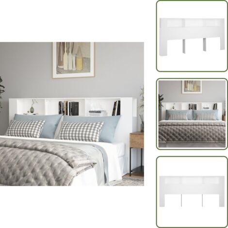 The Living Store Mueble cabecero blanco 220x18,5x104,5 cm - Mueble de dormitorio