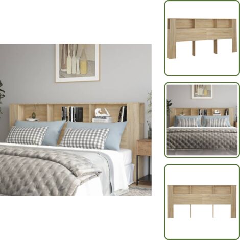The Living Store Mueble cabecero color roble Sonoma 220x18,5x104,5 cm - Mueble de dormitorio
