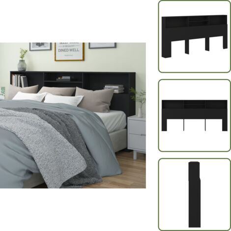 The Living Store Mueble cabecero negro 220x19x103,5 cm - Muebles de dormitorio