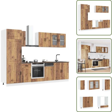 The Living Store Mueble cocina Kalmar madera vieja 8 pzas madera contrachapada - Muebles cocina