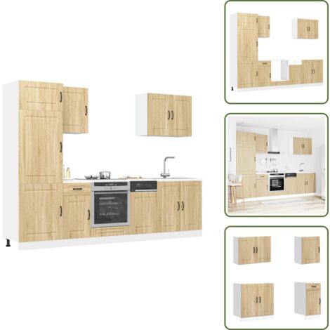 The Living Store Mueble cocina Kalmar roble sonoma 7 pzas madera contrachapada - Muebles cocina