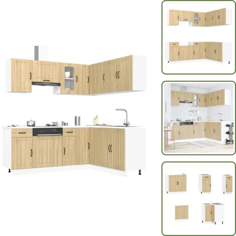 The Living Store Mueble cocina Lucca roble sonoma 11 pzas madera contrachapada - Muebles cocina