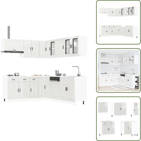 The Living Store Mueble cocina Porto blanco brillo 11 pzas madera contrachapada - Muebles de cocina