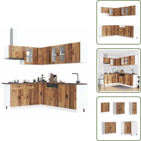 The Living Store Mueble cocina Porto madera vieja 11 pzas madera contrachapada - Muebles de cocina