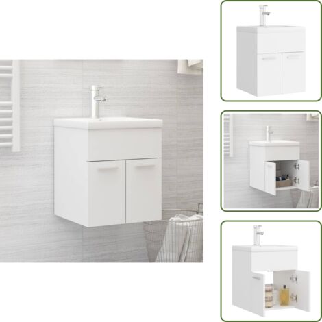 The Living Store Mueble con lavabo blanco madera contrachapada - Lavabo empotrado