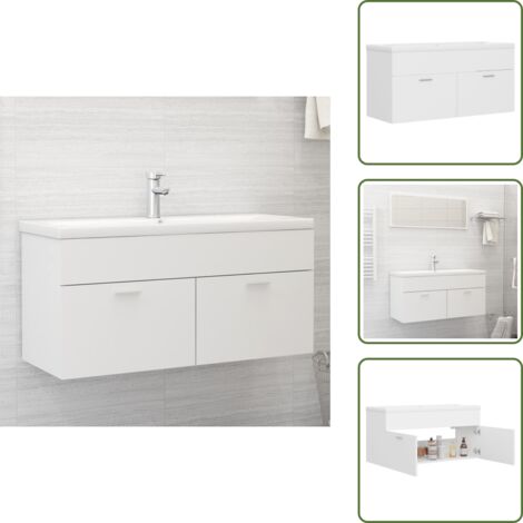 The Living Store Mueble con lavabo madera de ingeniería blanco - Lavabo empotrado