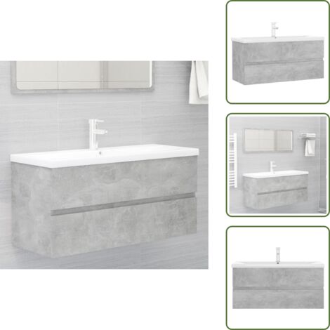 The Living Store Mueble con lavabo madera de ingeniería gris hormigón - Lavabo empotrado