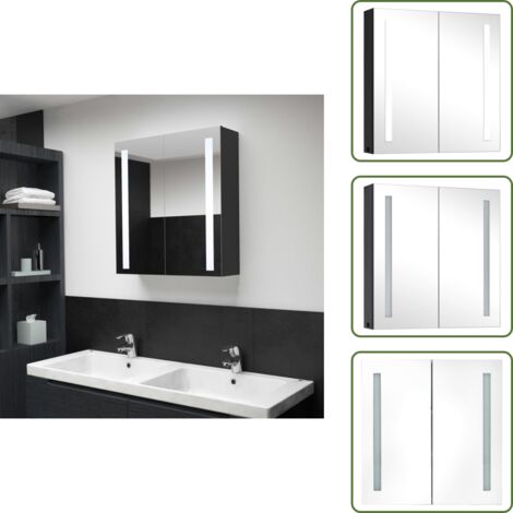 The Living Store Mueble de baño con espejo LED 62x14x60 cm - Espejo LED