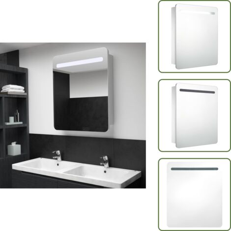 The Living Store Mueble de baño con espejo LED 68x9x80 cm - Espejo LED