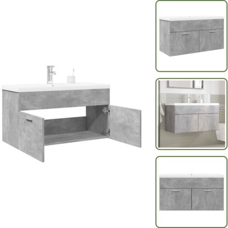 The Living Store Mueble de baño con lavabo integrado gris hormigón - Lavabo empotrado