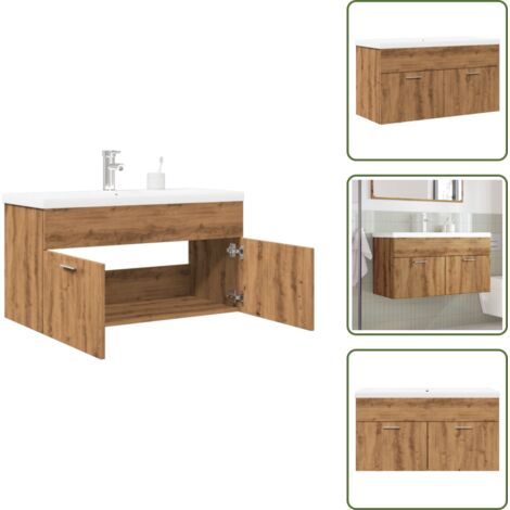 The Living Store Mueble de baño con lavabo integrado roble artisan - Lavabo empotrado