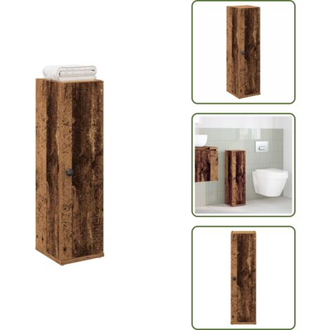 The Living Store Mueble de baño con portarrollos madera envejecida 20,5x22x72 cm - Mueble de baño