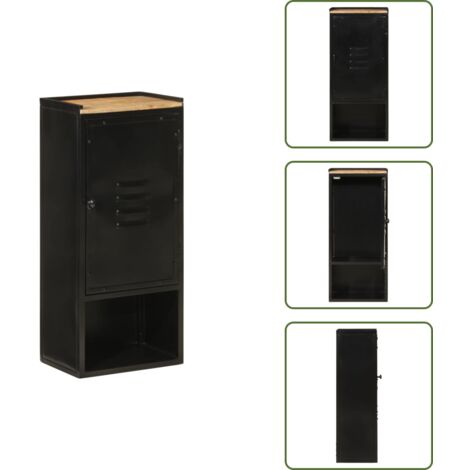The Living Store Mueble de baño hierro y madera maciza de mango 40x27x90 cm - Mueble de baño