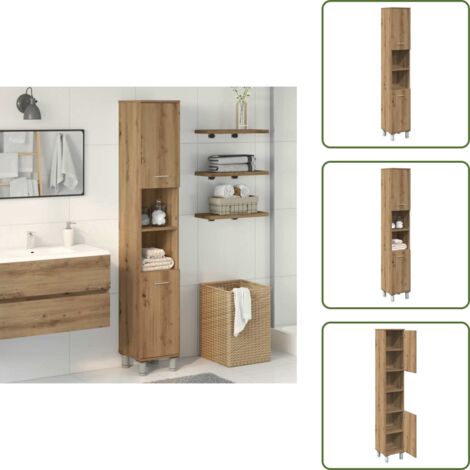 The Living Store Mueble de baño madera de ingeniería roble artisan 30x30x179 cm - Muebles de baño