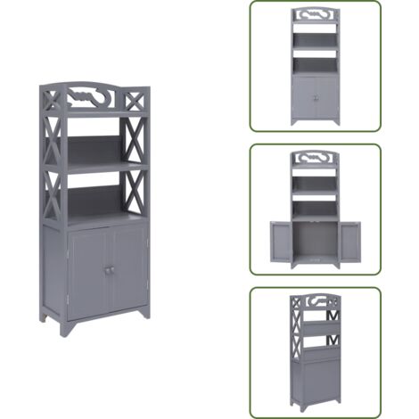 The Living Store Mueble de baño madera de paulownia gris 46x24x116 cm - Mueble de baño