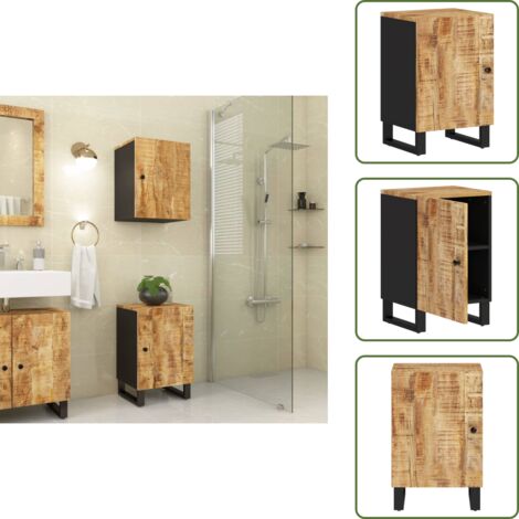 The Living Store Mueble de baño madera maciza de mango 38x33x58 cm - Armario de baño