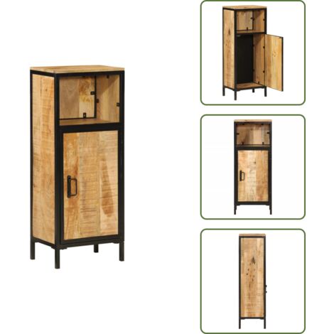 The Living Store Mueble de baño madera maciza de mango y hierro 40x27x90 cm - Mueble de baño