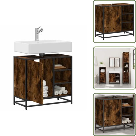 The Living Store Mueble de baño para lavabo roble ahumado 65x33x60 cm - Mueble de lavabo