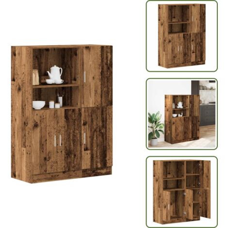 The Living Store Mueble de cocina 2 piezas madera contrachapada madera vieja - Muebles de cocina