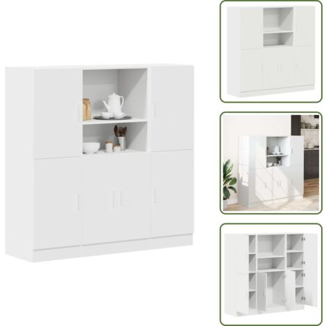 The Living Store Mueble de cocina 3 piezas madera contrachapada blanca - Muebles de cocina