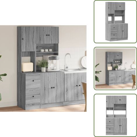 The Living Store Mueble de cocina madera de ingeniería gris Sonoma 95x50x180 cm - Mueble de cocina